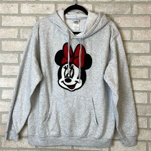 Disney Minnie Mouse Licensed Hoodie Crochet Patch Sweatshirt Grey  Size XXL